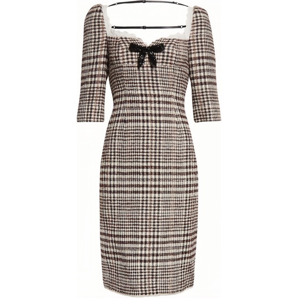 ❤️🔥NEW❤️🔥 SHUSHU/TONG Brown Check Minidress - Picture 5 of 14